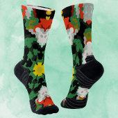 Retro Mandala Blume Grün Orange und Gelb Socken