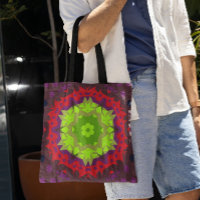 Retro Mandala Blume grün rot und Lila