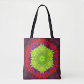 Retro Mandala Blume grün rot und Lila Tasche (Vorderseite)