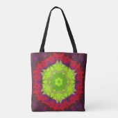 Retro Mandala Blume grün rot und Lila Tasche (Rückseite)