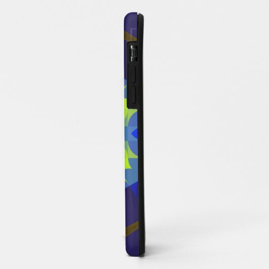 Retro Mandala Blume grün und blau Case-Mate iPhone Hülle (Hinten/Links)