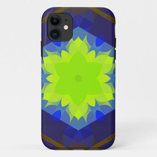 Retro Mandala Blume grün und blau Case-Mate iPhone Hülle (Rückseite)