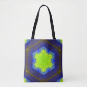 Retro Mandala Blume grün und blau Tasche (Vorderseite)