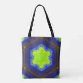 Retro Mandala Blume grün und blau Tasche (Rückseite)