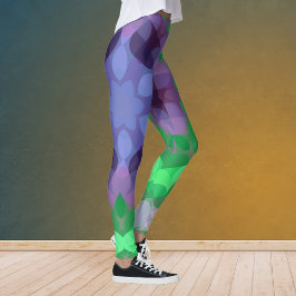 Retro Mandala Blume Lila und grün Leggings