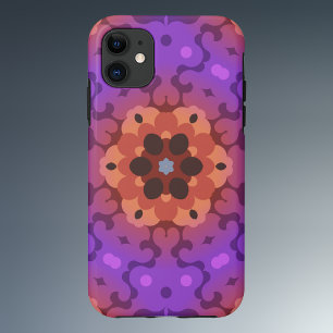 Retro Mandala Blume Lila und rot Case-Mate iPhone Hülle