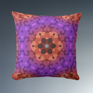 Retro Mandala Blume Lila und rot Kissen