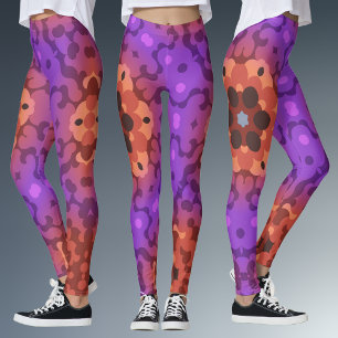 Retro Mandala Blume Lila und rot Leggings