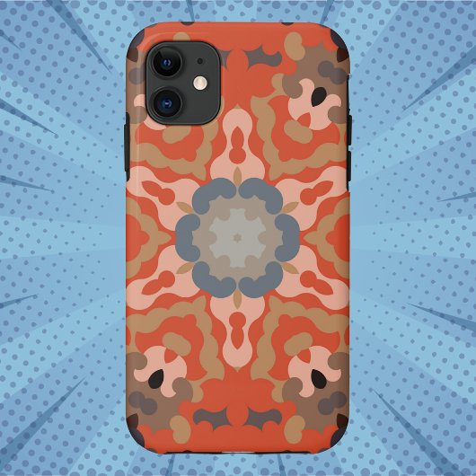 Retro Mandala Blume Orange Blue und Tan Case-Mate iPhone Hülle