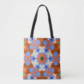 Retro Mandala Blume Orange Blue und Yellow Tasche (Vorderseite)