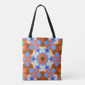 Retro Mandala Blume Orange Blue und Yellow Tasche (Rückseite)