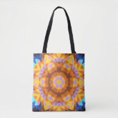 Retro Mandala Blume Orange Blue und Yellow Tasche (Vorderseite)