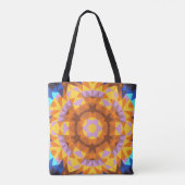 Retro Mandala Blume Orange Blue und Yellow Tasche (Rückseite)