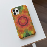 Retro Mandala Blume Orange Gelb und Grün