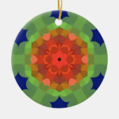 Retro Mandala Blume Orange Green und Blue Keramik Ornament (Vorne)