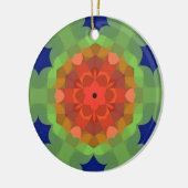 Retro Mandala Blume Orange Green und Blue Keramik Ornament (Links)