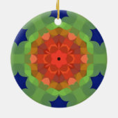 Retro Mandala Blume Orange Green und Blue Keramik Ornament (Hinten)