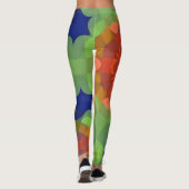 Retro Mandala Blume Orange Green und Blue Leggings (Rückseite)