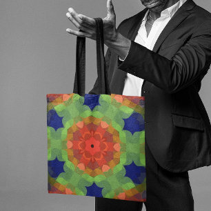Retro Mandala Blume Orange Green und Blue Tasche