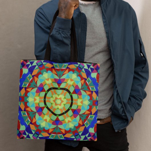 Retro Mandala Blume Orange Red und Blue Tasche