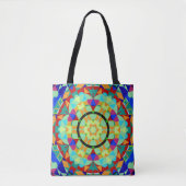 Retro Mandala Blume Orange Red und Blue Tasche (Vorderseite)