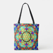 Retro Mandala Blume Orange Red und Blue Tasche (Rückseite)