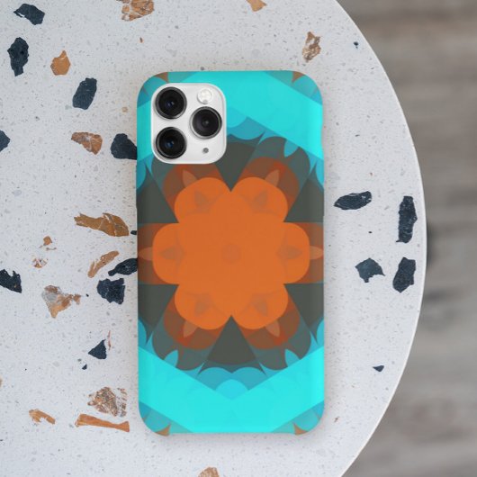 Retro Mandala Blume Orange und Blue Case-Mate iPhone Hülle