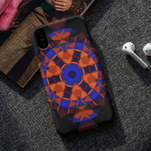 Retro Mandala Blume Orange und Blue Case-Mate iPhone Hülle