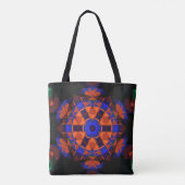 Retro Mandala Blume Orange und Blue Tasche (Rückseite)