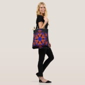 Retro Mandala Blume Orange und Blue Tasche (Am Model)