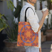 Retro Mandala Blume Orange und Blue Tasche