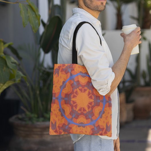 Retro Mandala Blume Orange und Blue Tasche