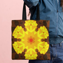 Retro Mandala Blume Orange und Gelb Tasche