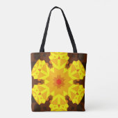 Retro Mandala Blume Orange und Gelb Tasche (Rückseite)