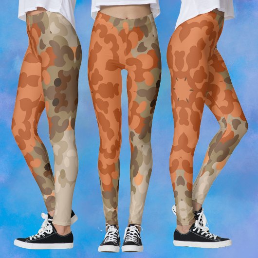 Retro Mandala Blume Orange und Tan Leggings