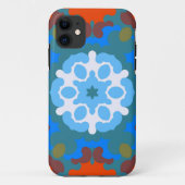 Retro Mandala Blume Orange White und Blue Case-Mate iPhone Hülle (Rückseite)