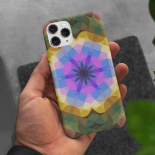 Retro Mandala Blume Rosa Blau und Gelb Case-Mate iPhone Hülle