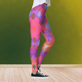 Retro Mandala Blume Rosa Blau und Lila Leggings