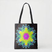 Retro Mandala Blume Rosa Gelb und Blau Tasche (Vorderseite)