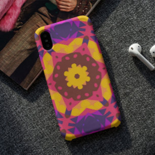 Retro Mandala Blume Rosa Lila und gelb Case-Mate iPhone Hülle