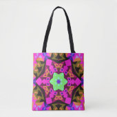 Retro Mandala Blume Rosa Orange und Grün Tasche (Vorderseite)