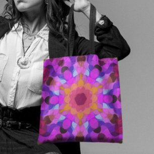Retro Mandala Blume Rosa Orange und Lila Tasche