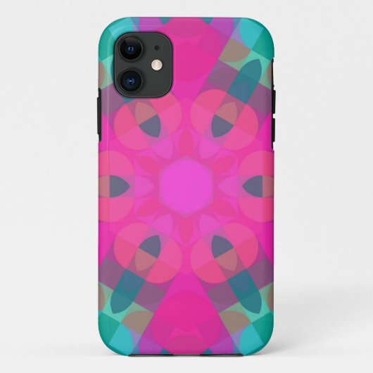 Retro Mandala Blume Rosa und Blau Case-Mate iPhone Hülle (Rückseite)