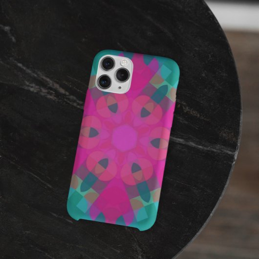 Retro Mandala Blume Rosa und Blau Case-Mate iPhone Hülle