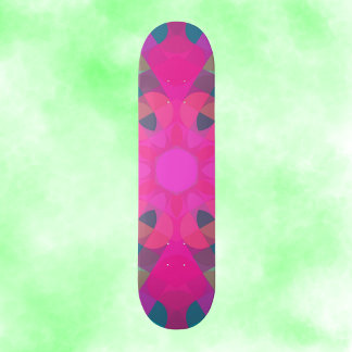 Retro Mandala Blume Rosa und Blau Skateboard