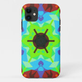 Retro Mandala Blume Rot Blau und Grün Case-Mate iPhone Hülle (Rückseite)