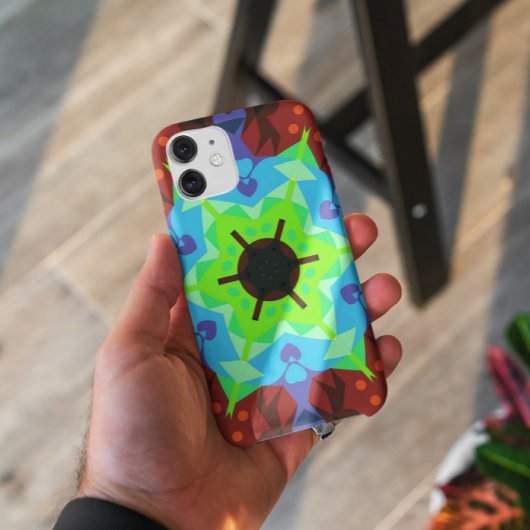 Retro Mandala Blume Rot Blau und Grün Case-Mate iPhone Hülle