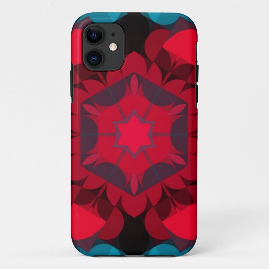 Retro Mandala Blume Rot und Blau Case-Mate iPhone Hülle (Rückseite)