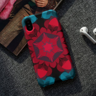 Retro Mandala Blume Rot und Blau Case-Mate iPhone Hülle