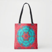 Retro Mandala Blume Rot und Blau Tasche (Vorderseite)
